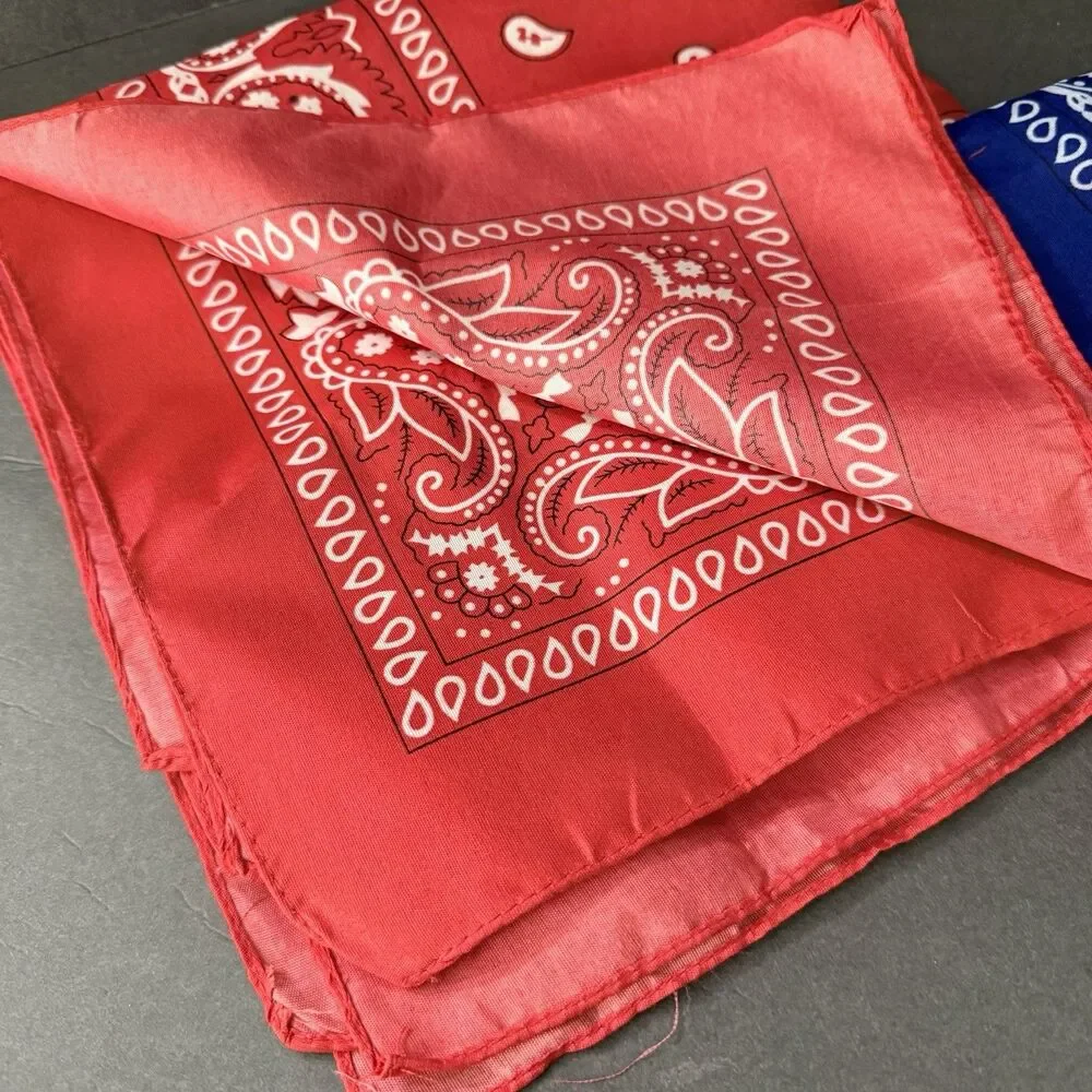 3 blue 3 red Paisley Print Bandana Cotton Head Warp Scarf Face Mask bundle of 6